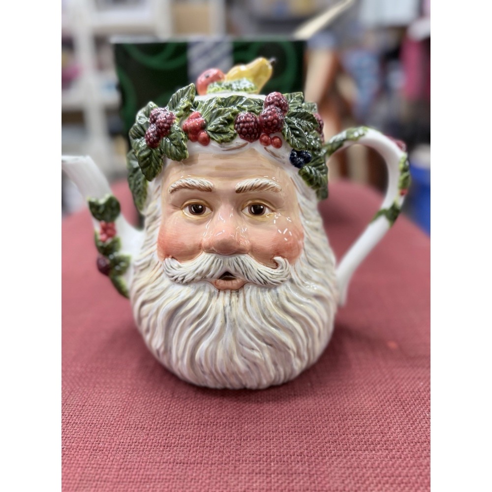 Dept 56 Peggy Toole 2001 Santa Face Head Teapot‎ Coffee Pot Christmas Vintage